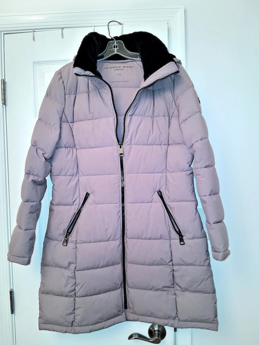 Andrew Marc Hooded Puffer Coat in Dusty Rose Like New